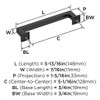 Amerock, Lintel, 5 1/16" (128mm) Straight Pull, Matte Black - technical Amerock, Lintel, 5 1/16" (128mm) Straight Pull, Matte Black - technical