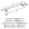 Amerock, Lintel, 7 9/16" (192mm) Straight Pull, Satin Nickel - technical Amerock, Lintel, 7 9/16" (192mm) Straight Pull, Satin Nickel - technical