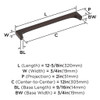 Amerock, Merced, 12" (305mm) Straight Appliance Pull, Oil Rubbed Bronze - technical