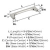 Amerock, Merced, 5 1/16" (128mm) Straight Pull, Polished Nickel - technical Amerock, Merced, 5 1/16" (128mm) Straight Pull, Polished Nickel - technical