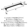 Amerock, Merced, 8 13/16" (224mm) Straight Pull, Matte Black - technical Amerock, Merced, 8 13/16" (224mm) Straight Pull, Matte Black - technical