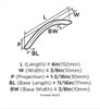 Amerock, Stainless Steel, 5 1/16" (128mm) Curved Pull, Stainless Steel - technical front Amerock, Stainless Steel, 5 1/16" (128mm) Curved Pull, Stainless Steel - technical front