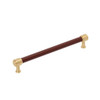 Amerock, Fairlane, 12" (305mm) Straight Pull, Brown Leather with Champagne Bronze