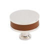 Amerock, Fairlane, 1 1/2" (38mm)  Round Knob, Cognac Leather with Polished Nickel
