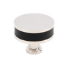 Amerock, Fairlane, 1 1/2" (38mm)  Round Knob, Black Leather with Polished Nickel Amerock, Fairlane, 1 1/2" (38mm)  Round Knob, Black Leather with Polished Nickel