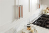 Amerock, Fairlane, 3 3/4" (96mm) Straight Pull, Cognac Leather with Satin Nickel - installed 1