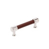 Amerock, Fairlane, 3 3/4" (96mm) Straight Pull, Brown Leather with Polished Nickel