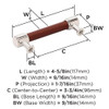 Amerock, Fairlane, 3 3/4" (96mm) Straight Pull, Brown Leather with Polished Nickel - technical