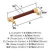 Amerock, Fairlane, 5 1/16" (128mm) Straight Pull, Brown Leather with Champagne Bronze - technical