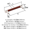 Amerock, Fairlane, 5 1/16" (128mm) Straight Pull, Brown Leather with Polished Nickel - technical