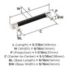 Amerock, Fairlane, 5 1/16" (128mm) Straight Pull, Black Leather with Polished Nickel - technical