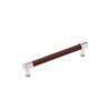 Amerock, Fairlane, 6 5/16" (160mm) Straight Pull, Brown Leather with Polished Nickel