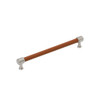 Amerock, Fairlane, 8 13/16" (224mm) Straight Pull, Cognac Leather with Satin Nickel Amerock, Fairlane, 8 13/16" (224mm) Straight Pull, Cognac Leather with Satin Nickel