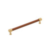 Amerock, Fairlane, 8 13/16" (224mm) Straight Pull, Cognac Leather with Champagne Bronze