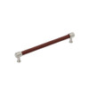 Amerock, Fairlane, 8 13/16" (224mm) Straight Pull, Brown Leather with Satin Nickel