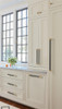 Amerock, Fairlane, 8 13/16" (224mm) Straight Pull, Black Leather with Champagne Bronze - installed 1