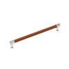 Amerock, Fairlane, 10 1/16" (256mm) Straight Pull, Cognac Leather with Polished Nickel Amerock, Fairlane, 10 1/16" (256mm) Straight Pull, Cognac Leather with Polished Nickel