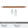 Amerock, Fairlane, 10 1/16" (256mm) Straight Pull, Cognac Leather with Polished Nickel - mounting hardware Amerock, Fairlane, 10 1/16" (256mm) Straight Pull, Cognac Leather with Polished Nickel - mounting hardware
