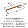 Amerock, Fairlane, 10 1/16" (256mm) Straight Pull, Cognac Leather with Polished Nickel - technical Amerock, Fairlane, 10 1/16" (256mm) Straight Pull, Cognac Leather with Polished Nickel - technical