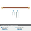 Amerock, Fairlane, 12 5/8" (320mm) Straight Pull, Cognac Leather with Champagne Bronze - mounting hardware