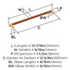 Amerock, Fairlane, 12 5/8" (320mm) Straight Pull, Cognac Leather with Champagne Bronze - technical