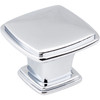 Jeffrey Alexander, Milan 1, 1 3/16" Square Knob, Polished Chrome