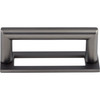 Top Knobs, Lynwood, Kinney, 3" Square Ended Pull, Ash Gray - with Backplate