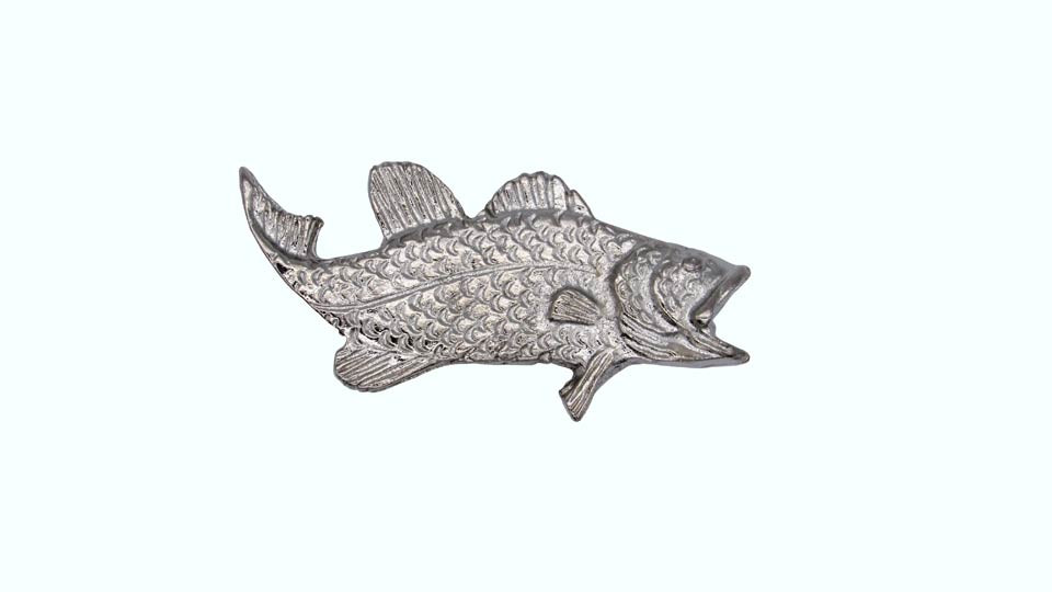 BSL-KB00003-0100 Buck Snort Fish Bass Facing Right Knob Nickel
