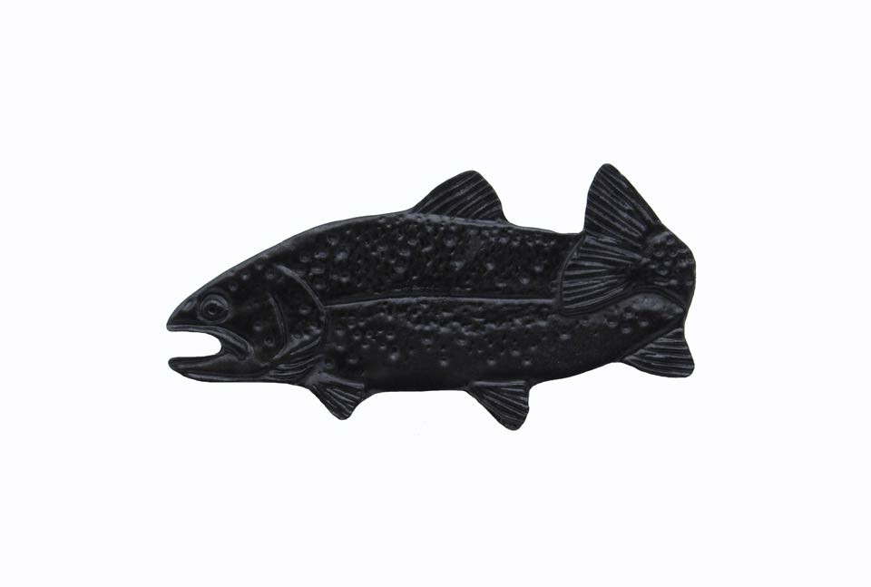 KB00096-MTBK Buck Snort Fish Trout Facing Left Knob Matte Black
