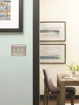 Amerock, Candler, 3 Toggle Wall Plate, Satin Nickel - installed