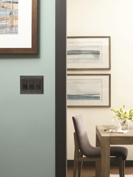 Amerock, Candler, 3 Rocker Wall Plate, Black Bronze - installed