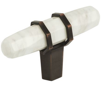 Amerock, Carrione, 2 1/2" Pull Knob, Marble White / Oil Rubbed Bronze