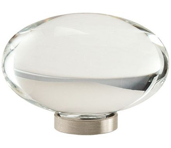 Amerock, Glacio, 1 3/4" Oval Knob, Clear with Satin Nickel