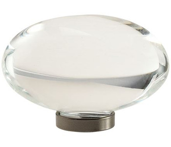 Amerock, Glacio, 1 3/4" Oval Knob, Clear with Gunmetal