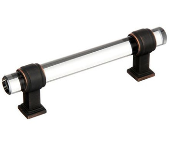 Amerock, Glacio, 3 3/4" (96mm) Bar Pull, Clear with Oil Rubbed Bronze