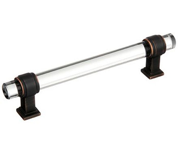 Amerock, Glacio, 5 1/16" (128mm) Bar Pull, Clear with Oil Rubbed Bronze