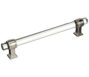 Amerock, Glacio, 6 5/16" (160mm) Bar Pull, Clear with Polished Nickel