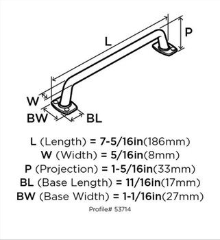 Amerock, Rochdale, 6 5/16" (160mm) Straight Pull, Graphite - technical front