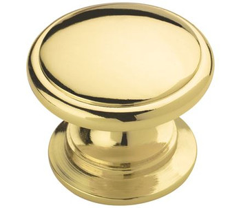 Amerock, Everyday Basics, Ravino, 1 1/4" Round Wide Bottom Knob, Polished Brass