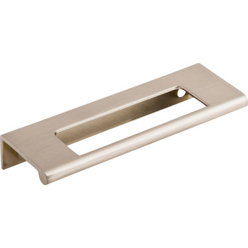 Top Knobs, Mercer, Europa Cut Out, 3 3/4" (96mm) Center Tab Pull, Brushed Satin Nickel - Angle View