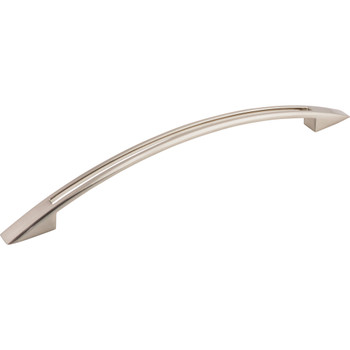 Top Knobs, Mercer, Tango, 7 1/2" Curved Pull, Brushed Satin Nickel - Angle View