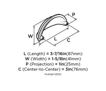 Amerock, Cup Pulls, 3" Cup Pull- back