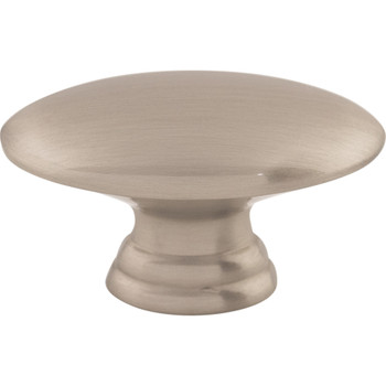 Top Knobs, Nouveau, 1 1/2" Flat Oval Knob, Brushed Satin Nickel