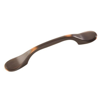 Belwith Hickory, Conquest, 3" Curved Pull, Oil Rubbed Bronze Highlighted