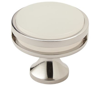 Amerock, Oberon, 1 3/8" (35mm) Round Knob, Polished Nickel / Frost