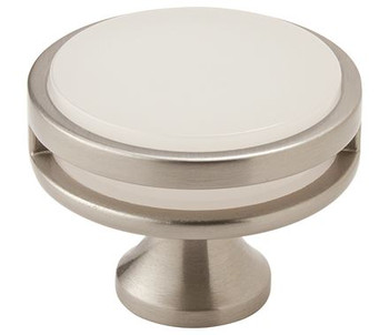 Amerock, Oberon, 1 3/4" (44mm) Round Knob, Satin Nickel / Frost