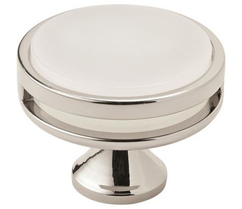 Amerock, Oberon, 1 3/4" (44mm) Round Knob, Polished Nickel / Frost