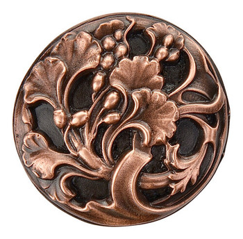 Notting Hill, Florals and Leaves, Florid Leaves, 1 3/8" Round Knob, Antique Copper