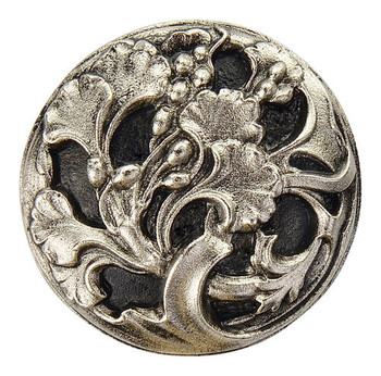 Notting Hill, Florals and Leaves, Florid Leaves, 1 3/8" Round Knob, Satin Nickel