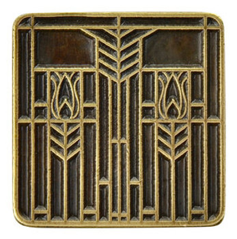 Notting Hill, Prairie Collection, Prairie Tulips, 1 1/4" Square Knob, Antique Brass